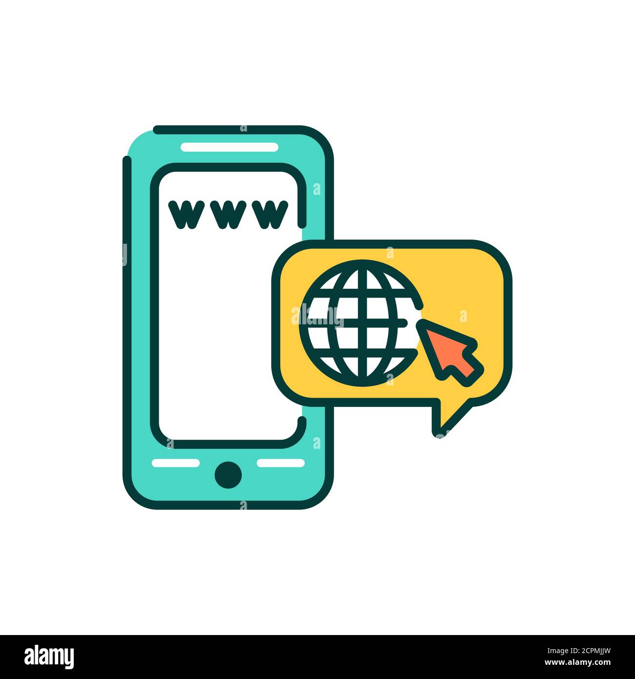 Browser mobile application in smartphone color line icon. Pictogram for