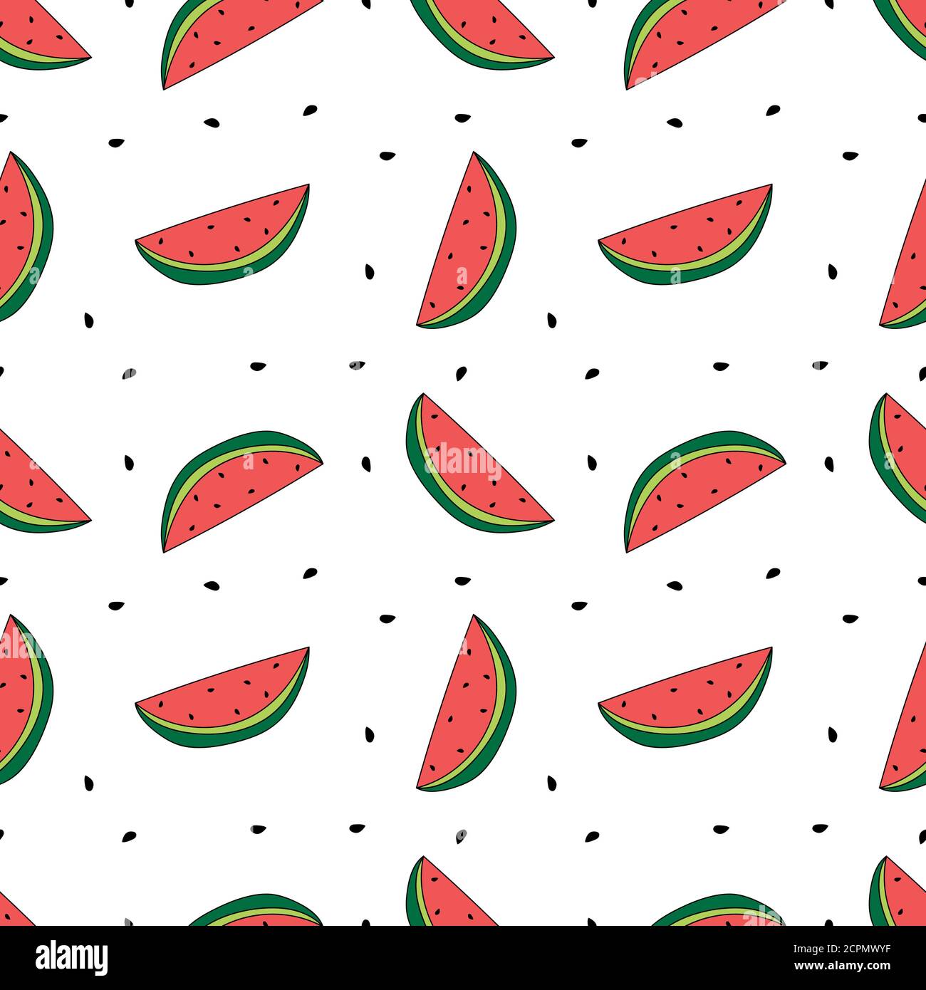Vector seamless pattern. Watermelon slices with seeds isolated on white ...
