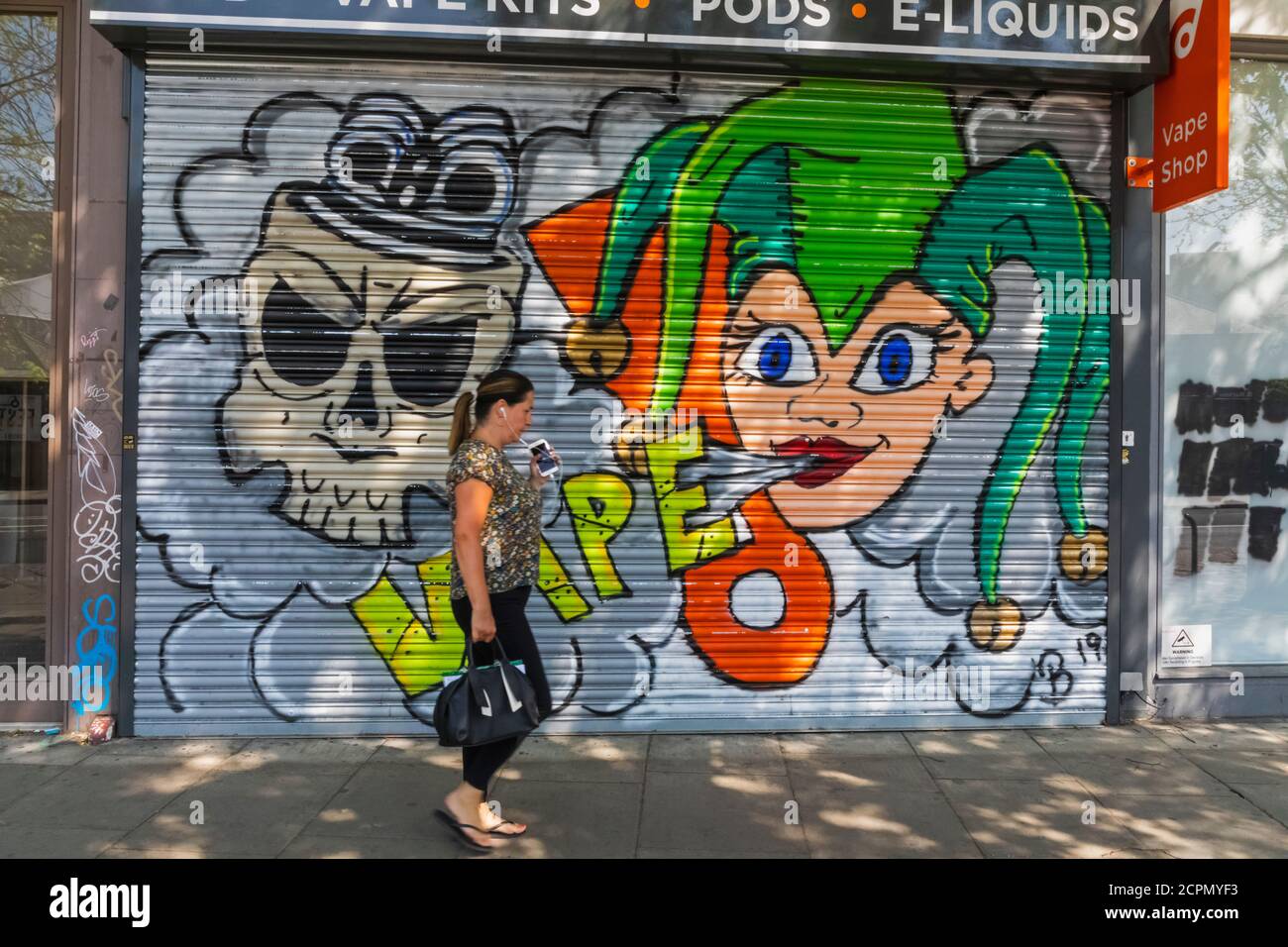 Graffiti on shop shutter in hi-res stock photography and images - Alamy