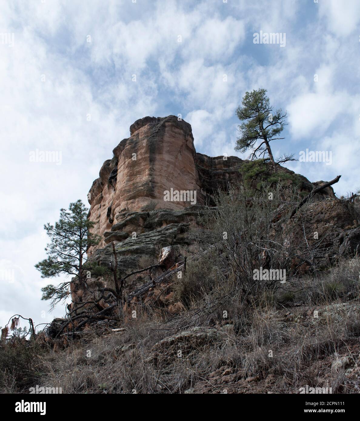 Rugged terrain on Path up to the Gila Cliff Dwellings National Monument Stock Photo