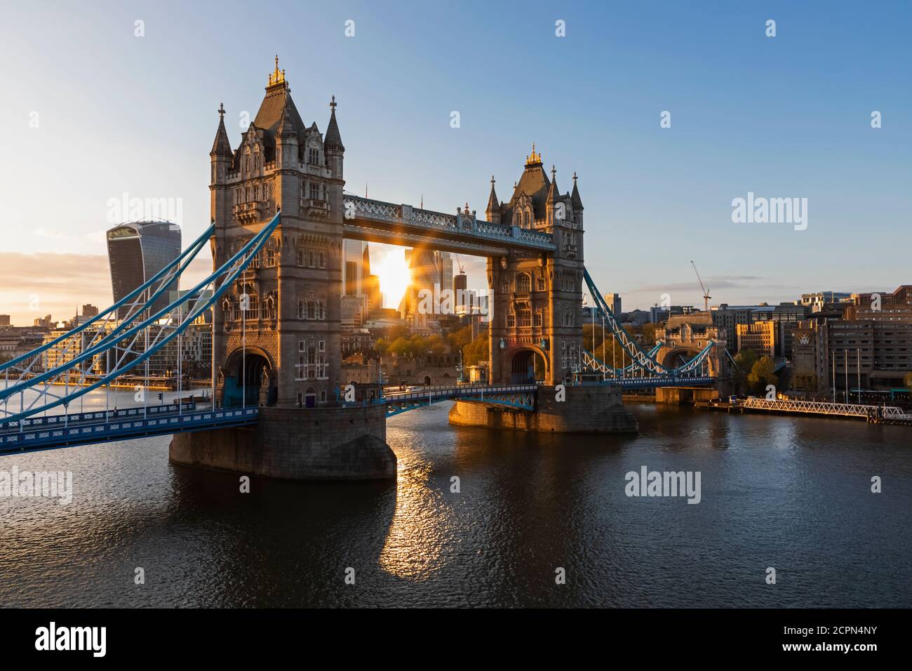 England, London, Southwark, Tower Bridge and City of London Skyline Stock Photo