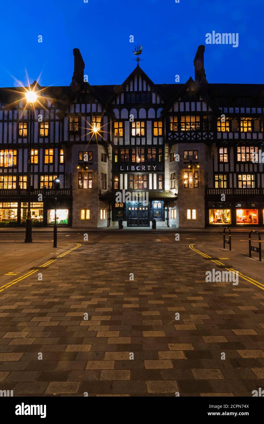 England, London, West End, Great Marlborough Street, Liberty's Department Store at Night Stock Photo