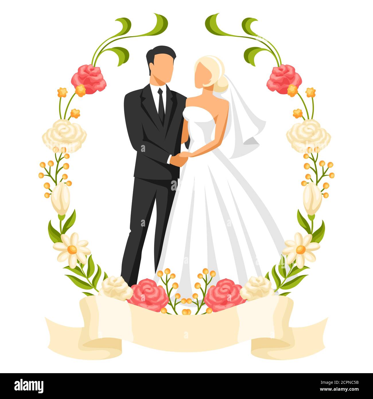 Wedding illustration of bride and groom Stock Vector Image & Art ...