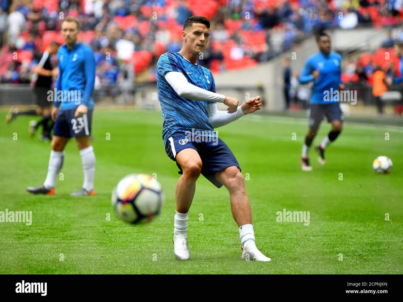 Soccer Football - Premier League - Tottenham Hotspur vs Leicester City - Wembley Stadium, London, Britain - May 13, 2018   Tottenham's Erik Lamela warms up    REUTERS/Dylan Martinez    EDITORIAL USE ONLY. No use with unauthorized audio, video, data, fixture lists, club/league logos or 'live' services. Online in-match use limited to 75 images, no video emulation. No use in betting, games or single club/league/player publications.  Please contact your account representative for further details. Stock Photo