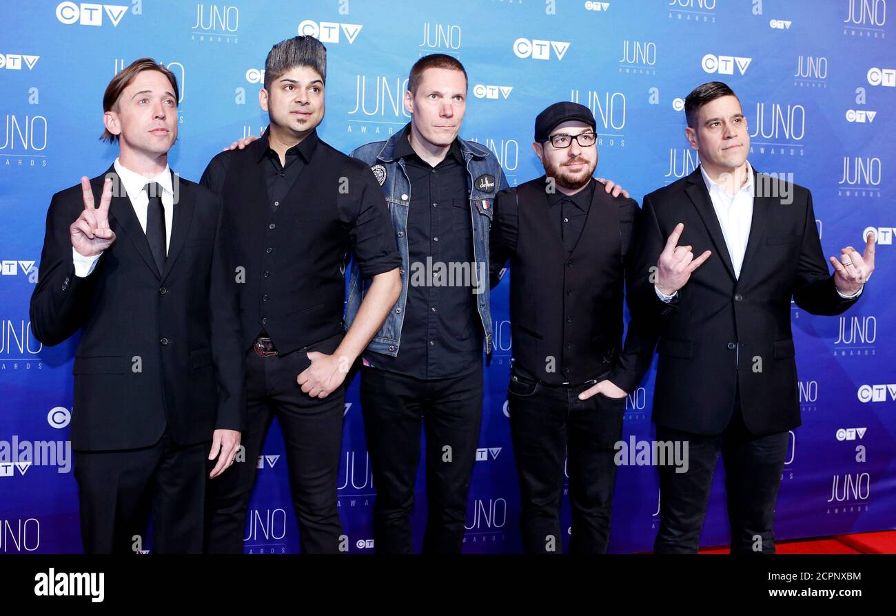 The band Billy Talent arrives on the red carpet for the 2017 Juno Awards in Ottawa, Ontario, Canada, April 2, 2017. REUTERS/Chris Wattie Stock Photo