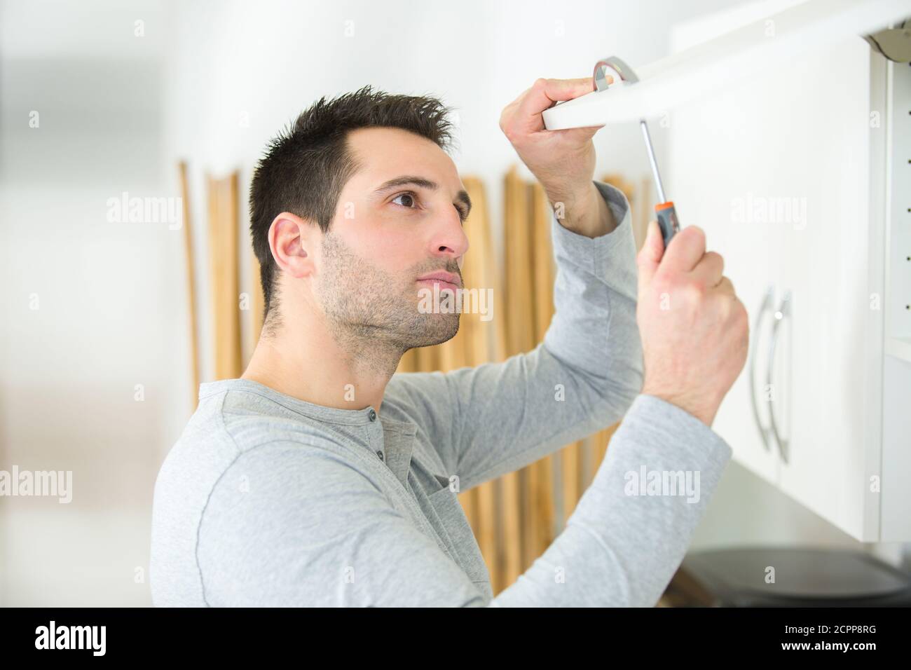 a furniture maker at work Stock Photo Alamy