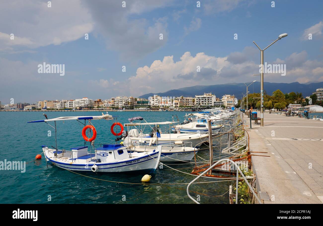 Kalamata, Messenia, Peloponnese, Greece - fishing boats in Kalamata harbor. Stock Photo