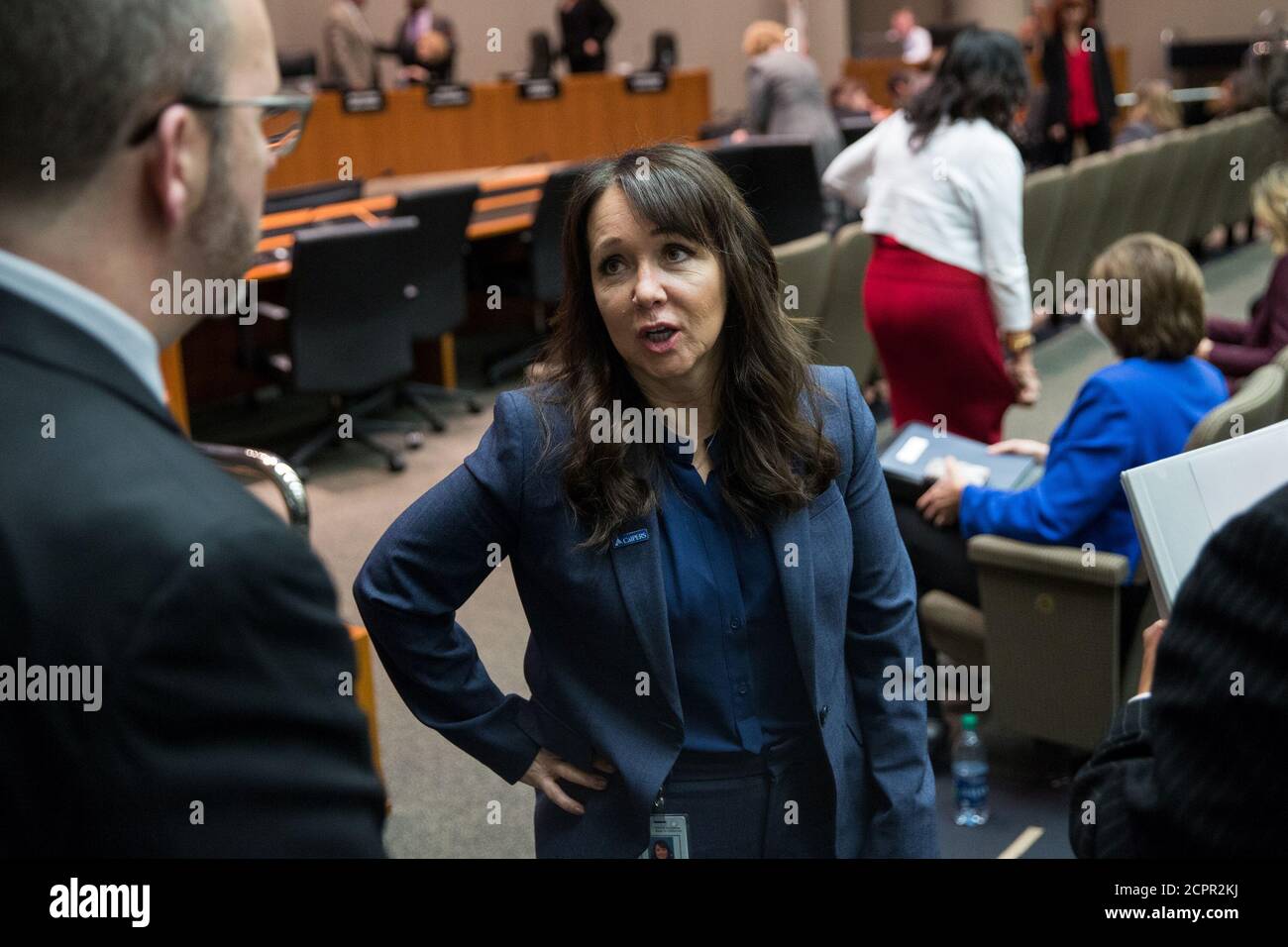 California Public Employees' Retirement System (CalPERS) CEO Marcie Frost speaks during a board meeting in Sacramento, California, U.S. February 14, 2017. REUTERS/Max Whittaker Stock Photo