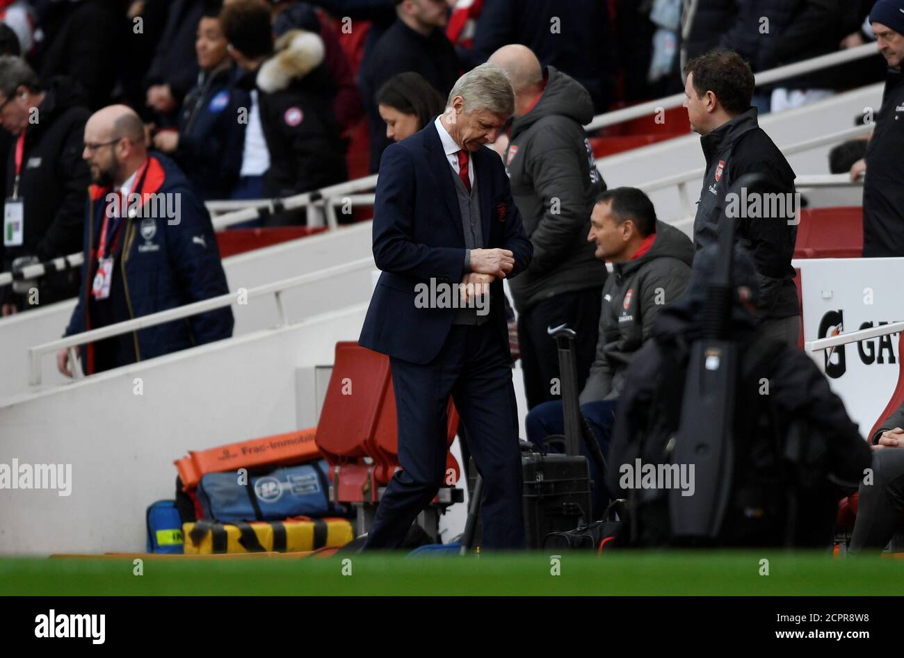 Soccer Football - Premier League - Arsenal vs Watford - Emirates Stadium, London, Britain - March 11, 2018   Arsenal manager Arsene Wenger before the match    Action Images via Reuters/Tony O'Brien    EDITORIAL USE ONLY. No use with unauthorized audio, video, data, fixture lists, club/league logos or 'live' services. Online in-match use limited to 75 images, no video emulation. No use in betting, games or single club/league/player publications.  Please contact your account representative for further details. Stock Photo