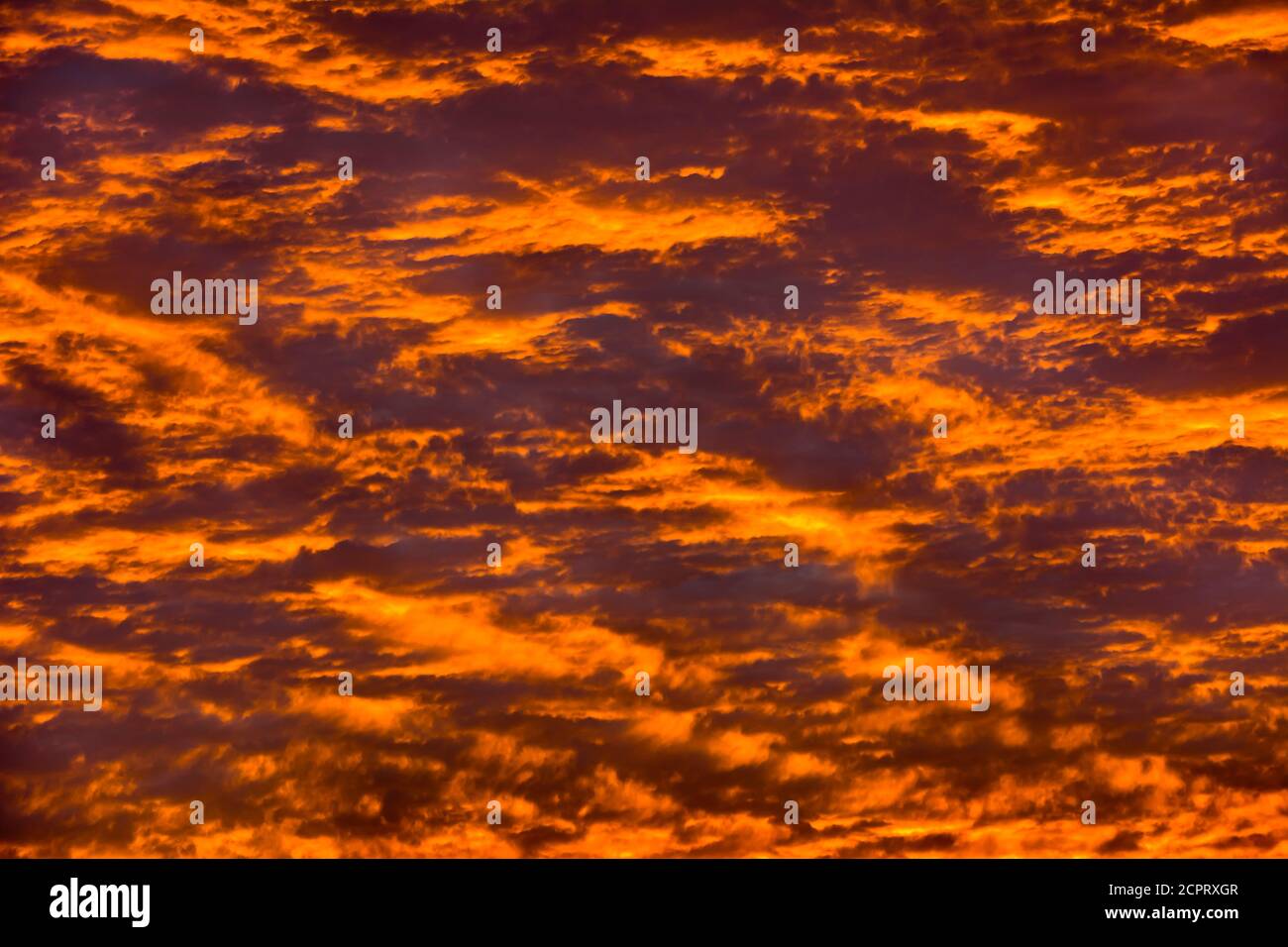 Fiery beautiful clouds at sunrise Stock Photo