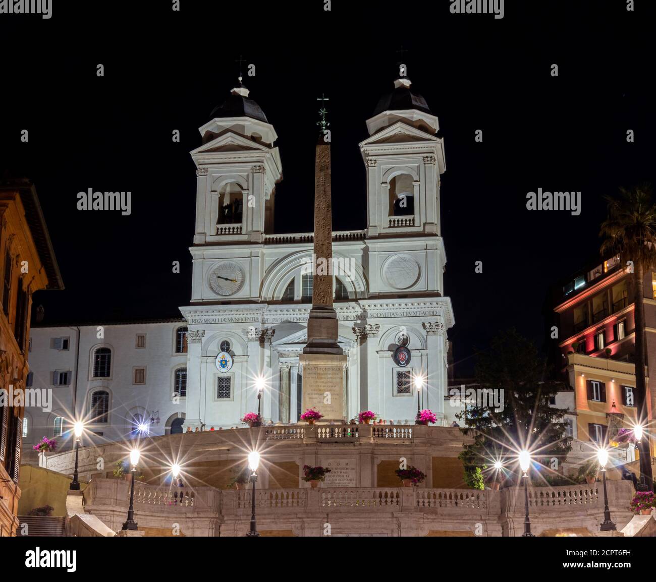 The famous Santissima Trinità dei Monti church in Rome, Italy Stock ...