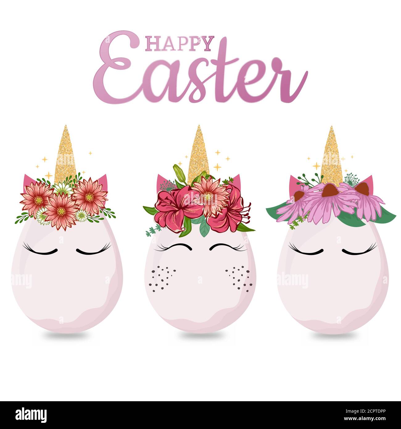 Cute unicorn Easter egg vector graphic design. Easter holiday concept