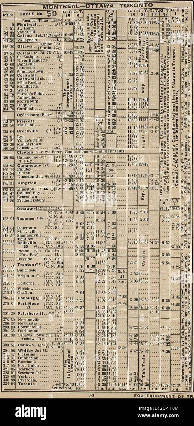 . Grand Trunk Railway system time tables railways and steamships . gdensburg (Ferry) |^ 14.1512.30 •3.15•2,30 ml o^n| 7.501»30 3/06 n.oi 4.15 4:5s 5.OS5.17 5:32 5:441^46 fii 6.076.517.00 1718 /4.25/4,35 5,185:38 602 .... T526.21.... 7.16AM. t 229.26234.76241.44219.87252.30256.73260.29261.54 274.36280 08285.44290,63294.12206.19 IroQuols 9 Morrlsburg AultsvUle Farrana Point Wales Moullnetie Mllle Rocbea Cornwall Jet Cornwall ell Summeratown Lancaster 6 BainsvlUc River Beandette Q St. Zotifine Coteau Jet 74, 78 e Ar 13.293.413.544.094.144.224.294.324.394.506.045.155.255 35/5.41t5.62 63:31 4:1b ■ Stock Photo