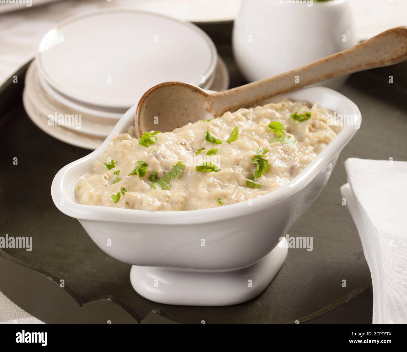 Eggplant dip typical from Greece Stock Photo