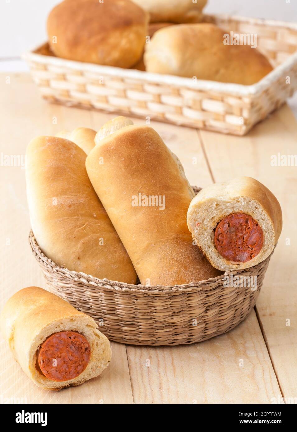Homemade sausage bread rolls Stock Photo Alamy