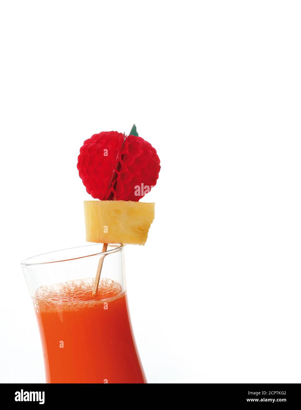 Homemade fruit juice with foam isolated on white with copy space Stock