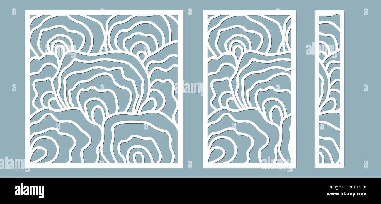 Set, panel for registration of the decorative surfaces. Abstract lines ...