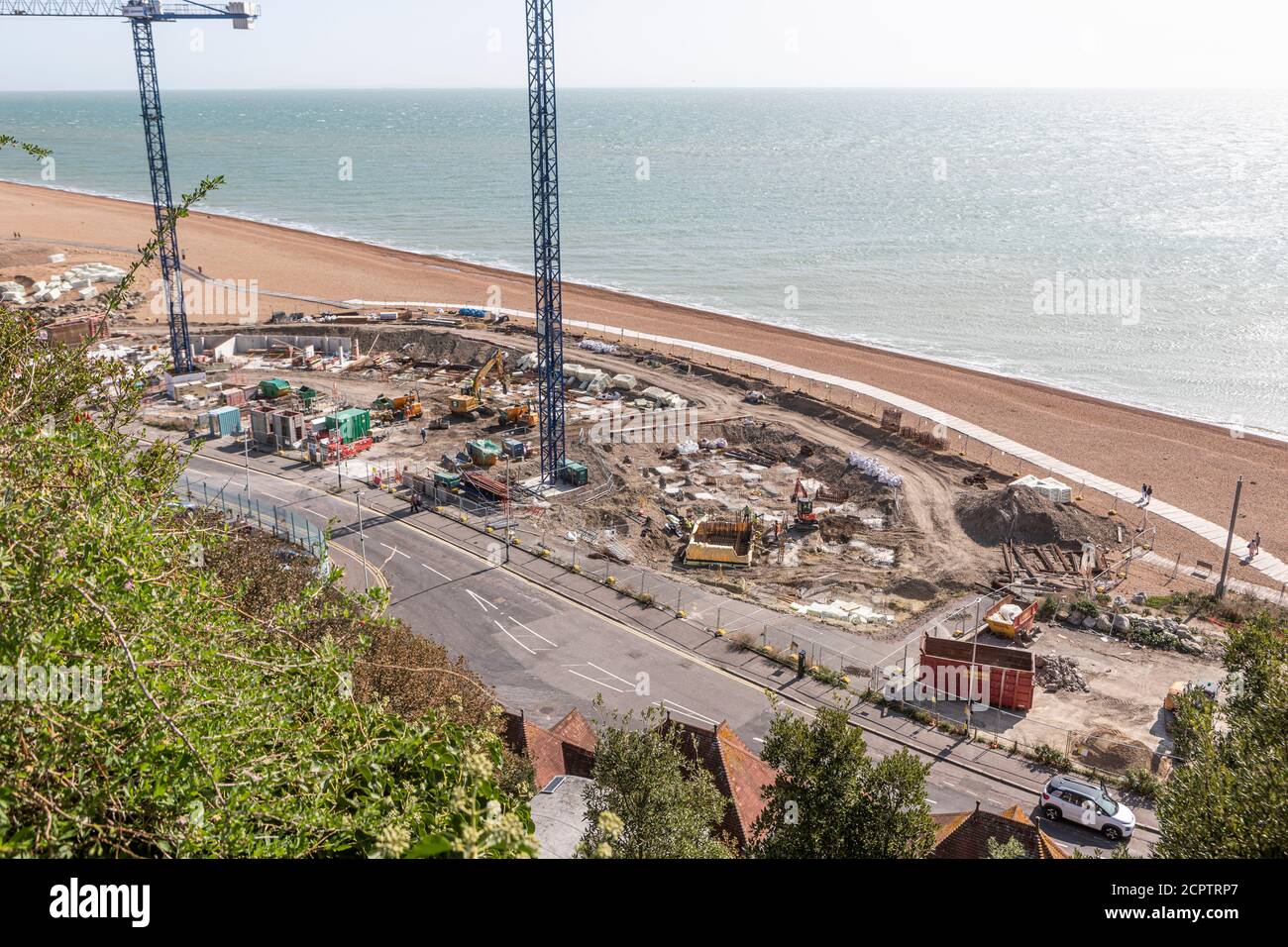 Foundations for the new buildings on Folkestone seafront Stock Photo