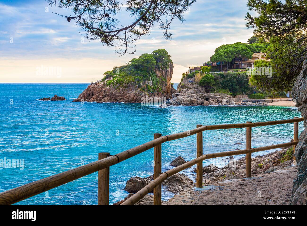 Costa Brava bay and beach with turquoise waters. Stock Photo