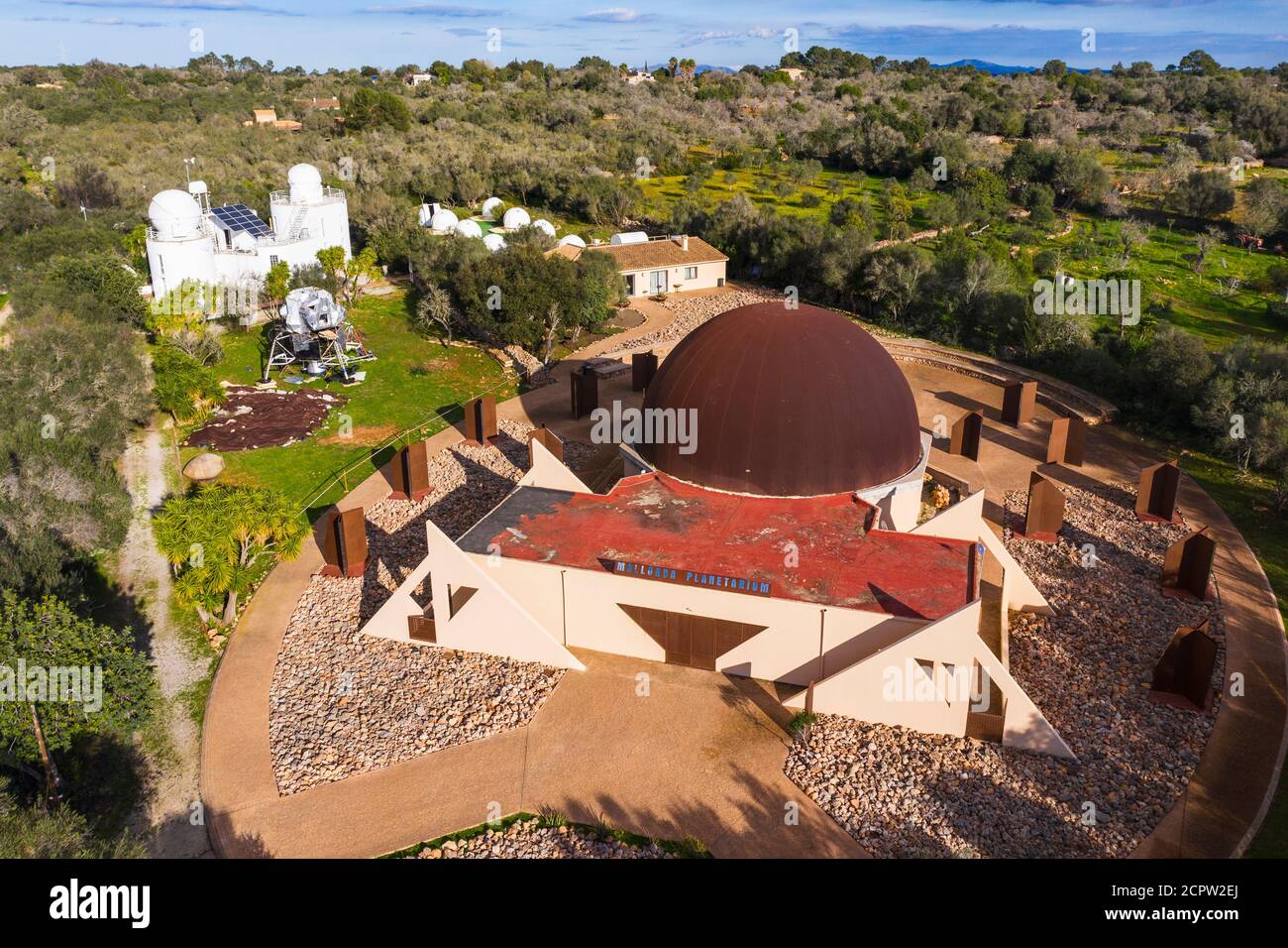 Mallorca Planetarium, Costitx, drone image, Mallorca, Balearic Islands, Spain Stock Photo
