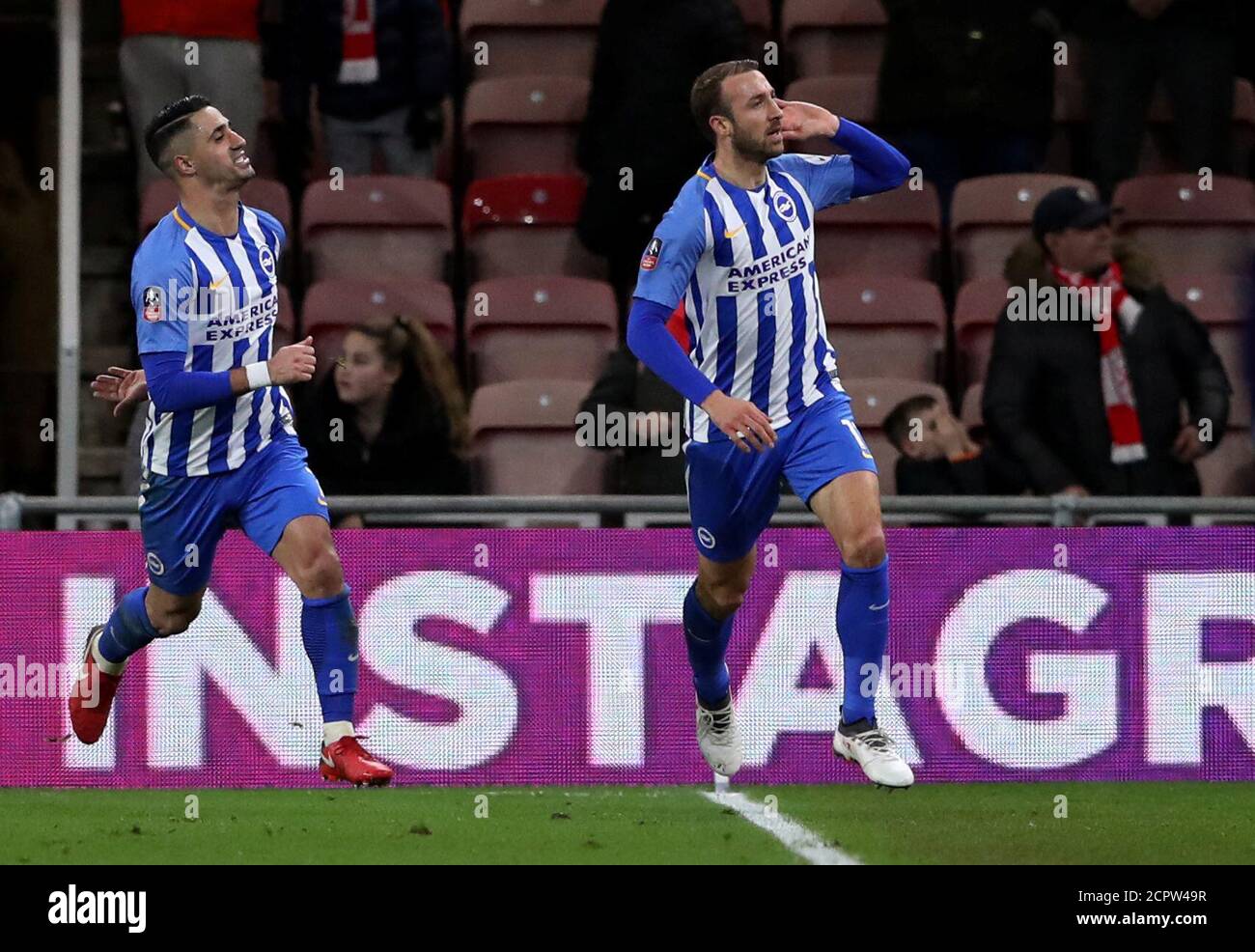 Soccer Football - FA Cup Fourth Round - Middlesbrough vs Brighton & Hove Albion - Riverside Stadium, Middlesbrough, Britain - January 27, 2018   Brighton's Glenn Murray celebrates scoring their first goal    REUTERS/Scott Heppell Stock Photo