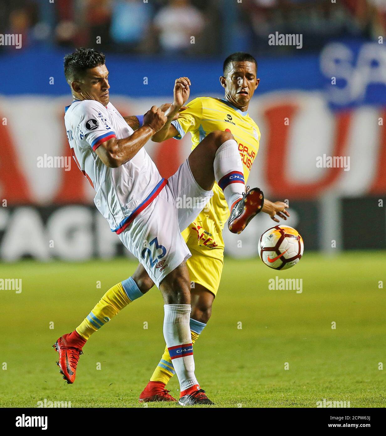 Soccer Football Uruguay S Nacional V Peru S Real Garcilaso Copa Libertadores Gran Parque Central Stadium Montevideo Uruguay April 25 18 Diego Polenta Of Nacional And Jhonny Vidales Of