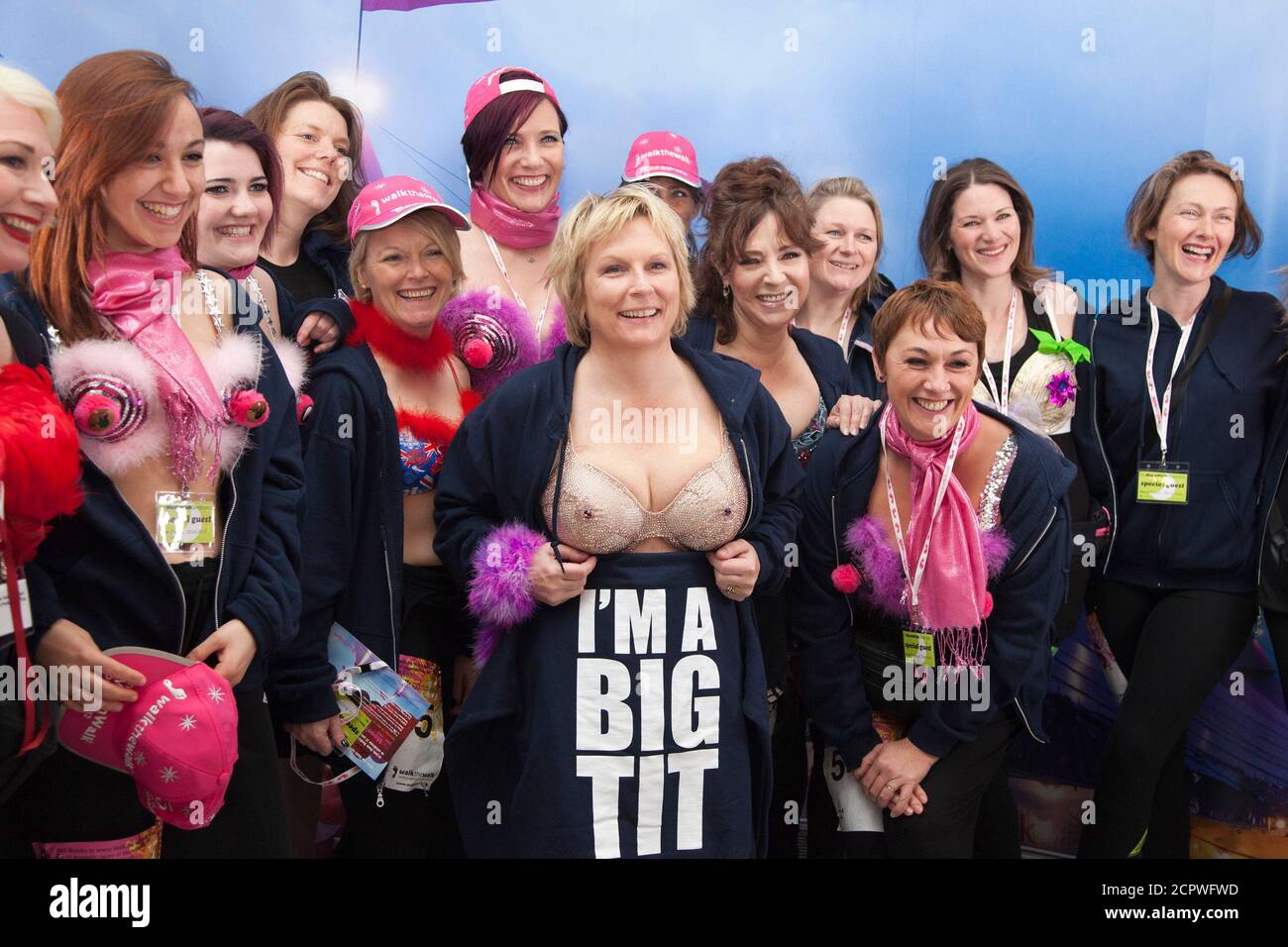 Jennifer Saunders with members of her team (Jen's Big Tits Team). The MoonWalk London 2012, Celebrating 15 years of Moon Walking for the breast cancer charity 'Walk the Walk'. Stock Photo