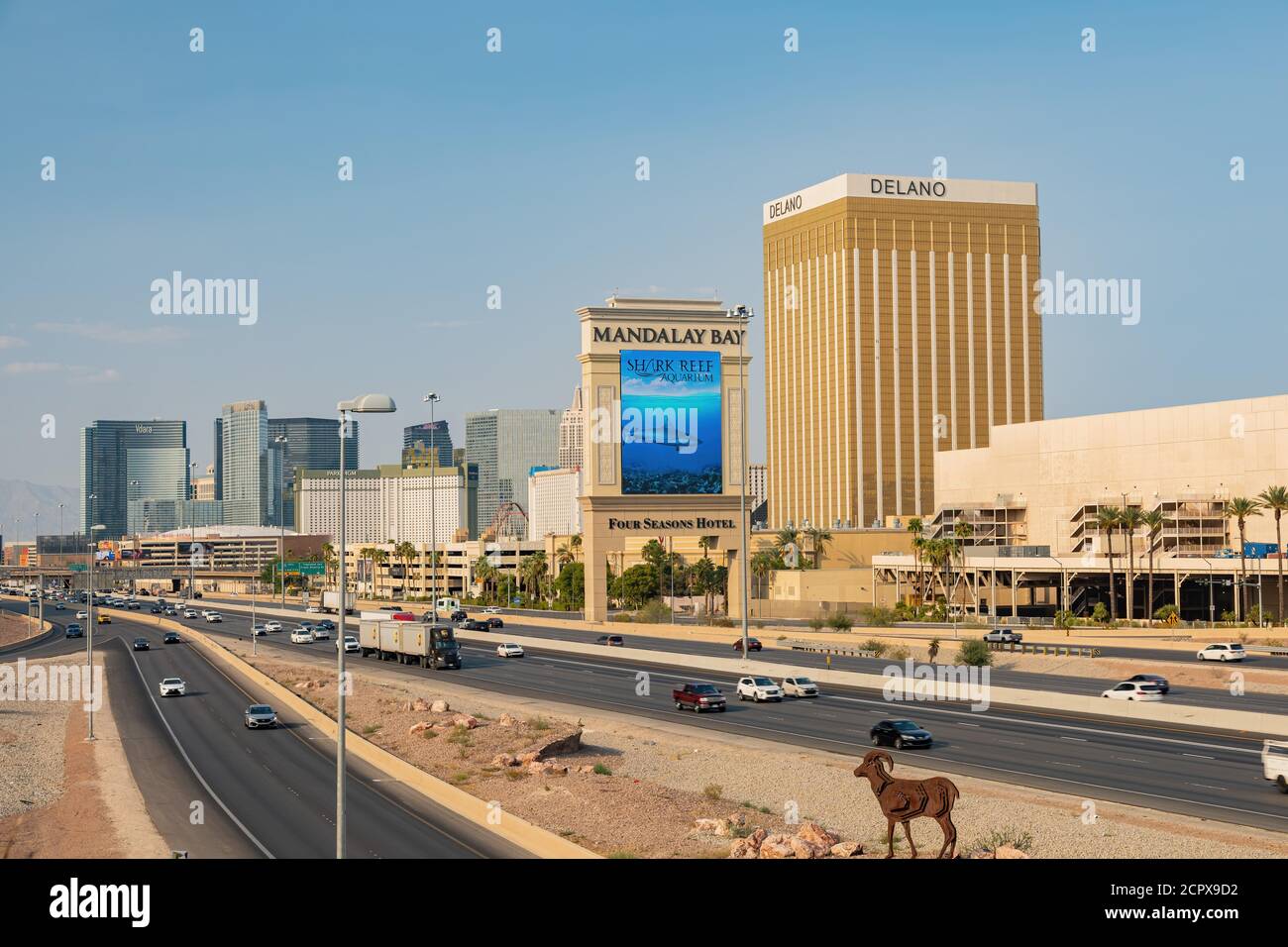 Las Vegas, SEP 15, 2020 - Sunny afternoon of the strip and Highway 15 Stock Photo