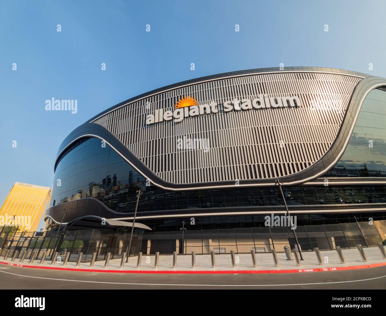 Las Vegas, SEP 15, 2020 - Sunny exterior view of the Allegiant Stadium ...