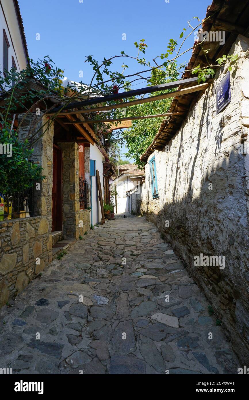 Sirince Houses and narrow streets on a sunny day Stock Photo
