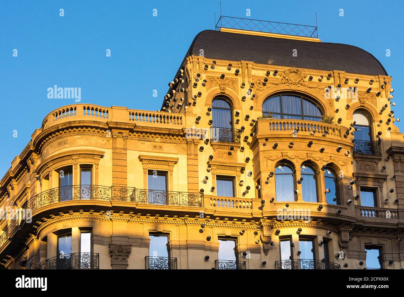 Barcelona, Via Laietana, facade in the morning light Stock Photo