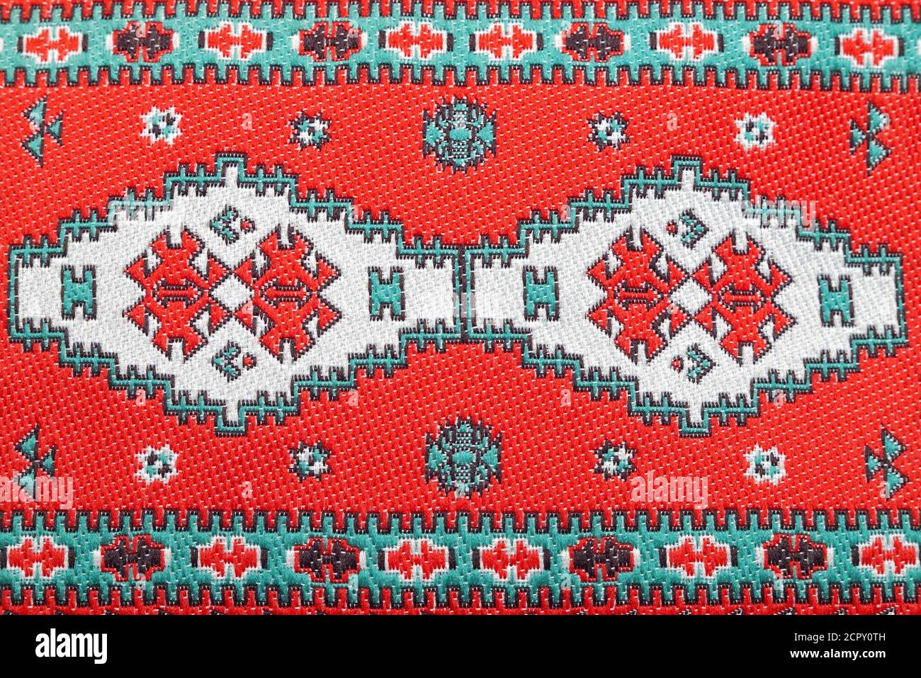 Closeup of seamless red oriental embroidery pattern Stock Photo