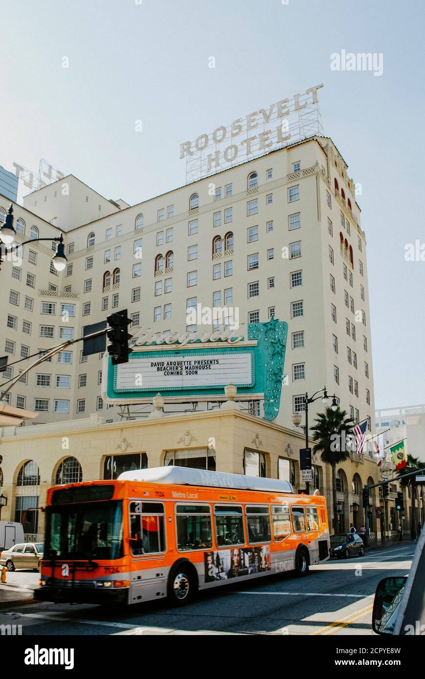 USA, California, Los Angeles, Hollywood Boulevard, facade of the Roosevelt Hotel Stock Photo
