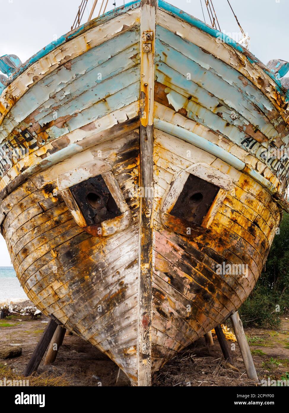 Abandoned old fishing boat in Latchi Harbour, Cyprus Stock Photo - Alamy
