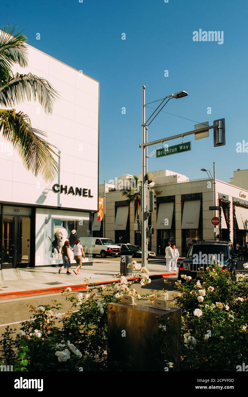 USA, California, Los Angeles, boutiques on famous Rodeo Drive, Chanel and Cartier boutique Stock Photo