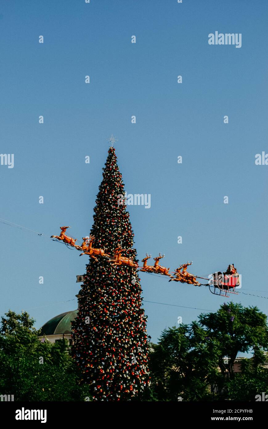 USA, California, Los Angeles, Christmas decorations in "The Grove" mall