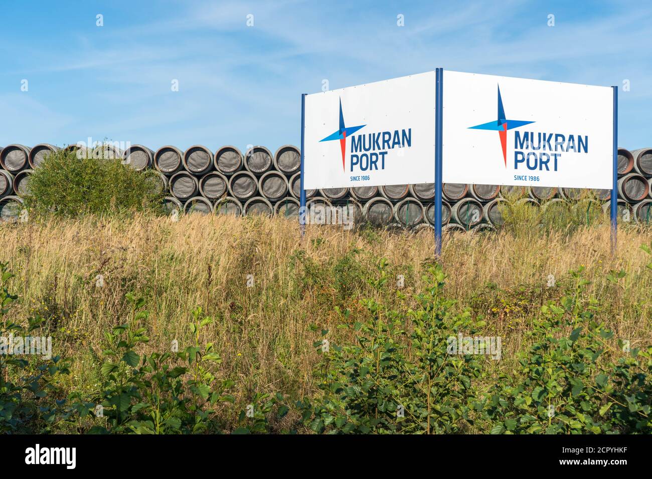 Germany. Rügen , Port Mukran, 17th September 2020. Port of Mukran, near Sassnitz on the Island of Rugen on September 17, 2020. Nordstream 2 Pipeline Stock Photo