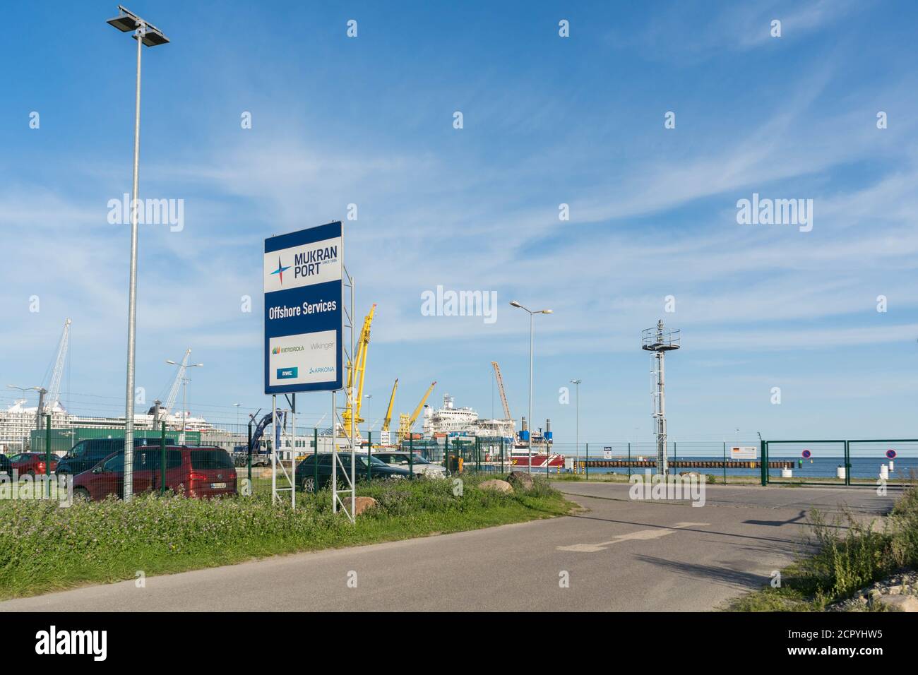 Germany. Rügen , Port Mukran, 17th September 2020. Port of Mukran, near Sassnitz on the Island of Rugen on September 17, 2020. Nordstream 2 Pipeline Stock Photo