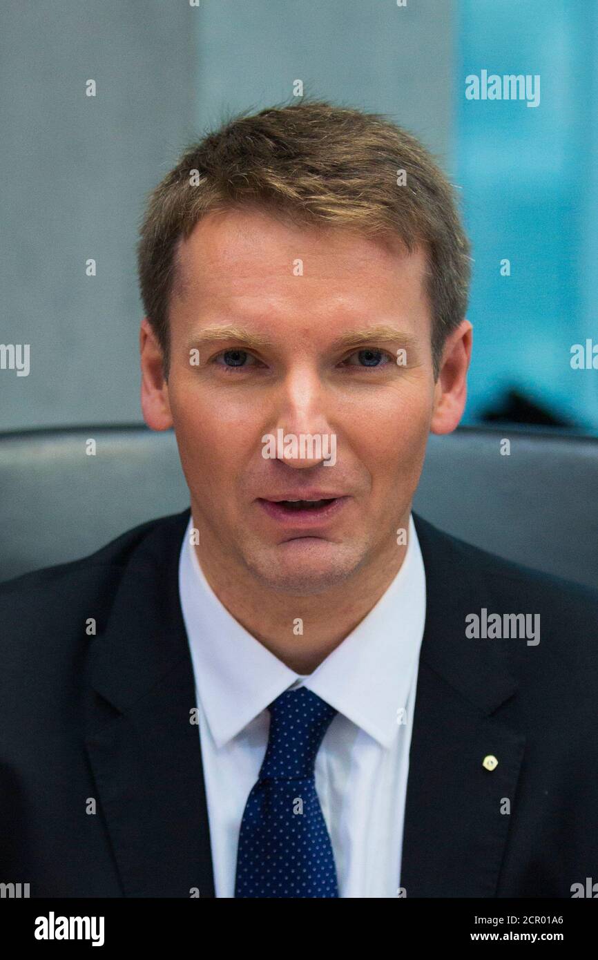 Inquiry commission head Patrick Sensburg attends a hearing of a parliamentary inquiry into the NSA's activities in Germany, in Berlin July 3, 2014.  REUTERS/Thomas Peter (GERMANY - Tags: POLITICS HEADSHOT) Stock Photo