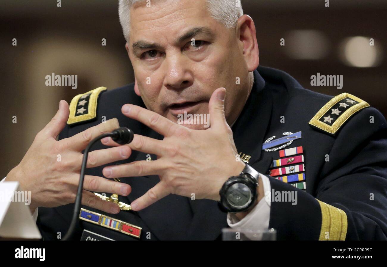 U.S. Army Gen. John Campbell, commander for Resolute Support and commander of U.S. Forces-Afghanistan, testifies before a Senate Armed Services Committee hearing on the 'Situation in Afghanistan' on Capitol Hill in Washington February 4, 2016.      REUTERS/Joshua Roberts Stock Photo