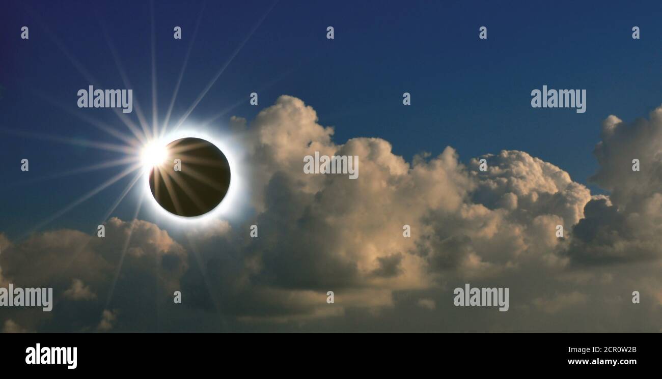 Solar eclipse, diamond ring effect Stock Photo