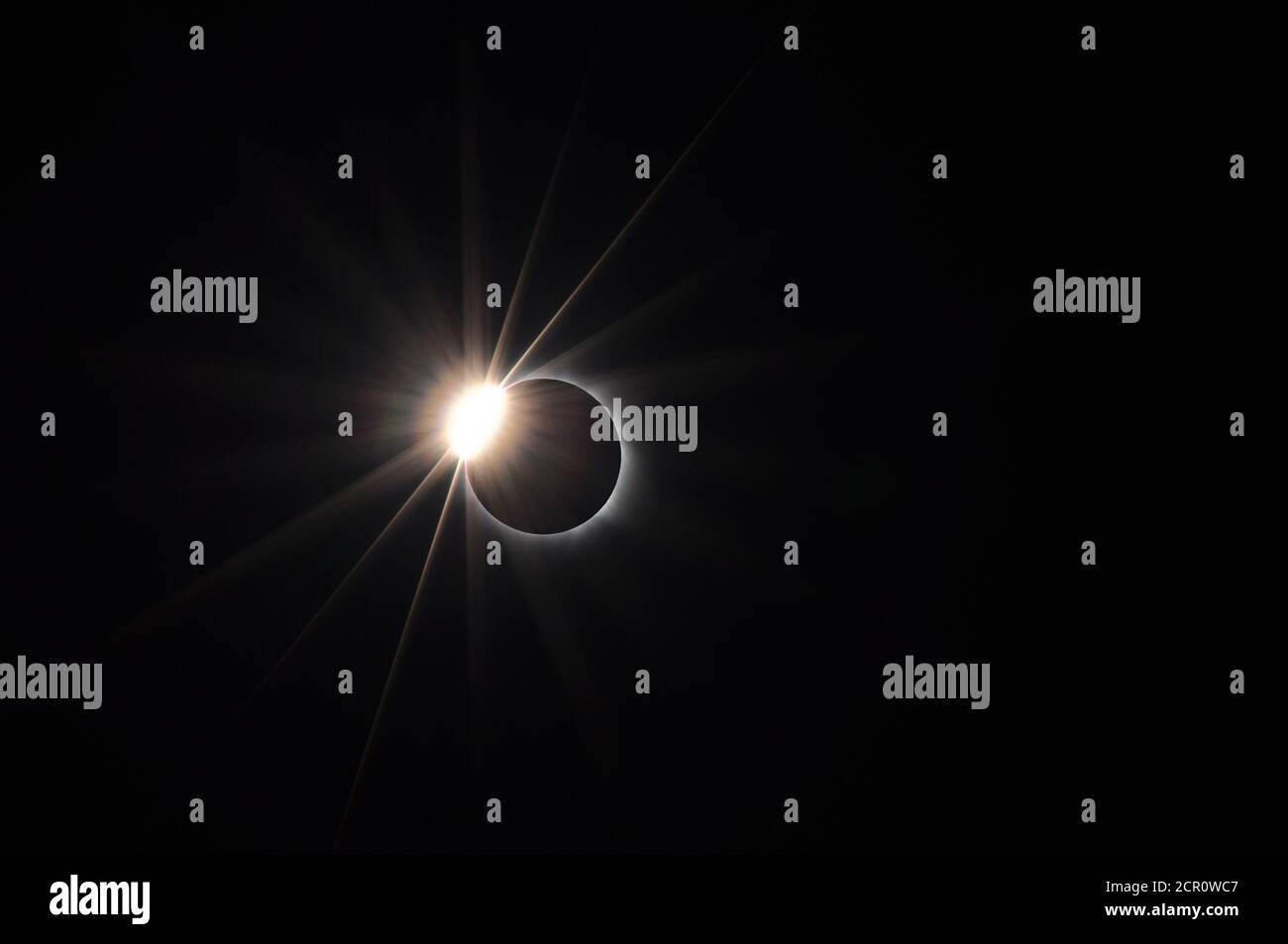 Solar eclipse, diamond ring effect Stock Photo