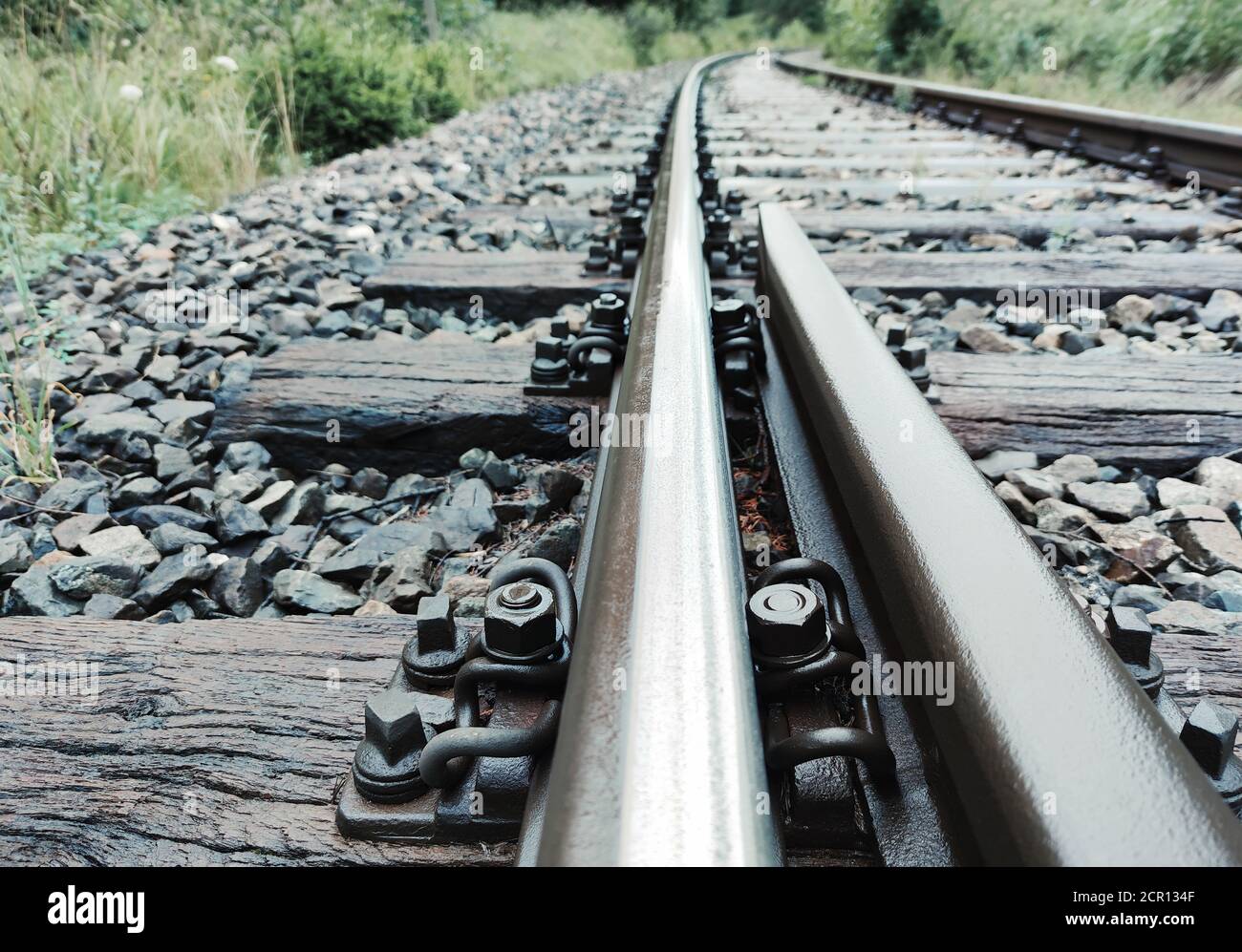 Details of a railroad track Stock Photo Alamy
