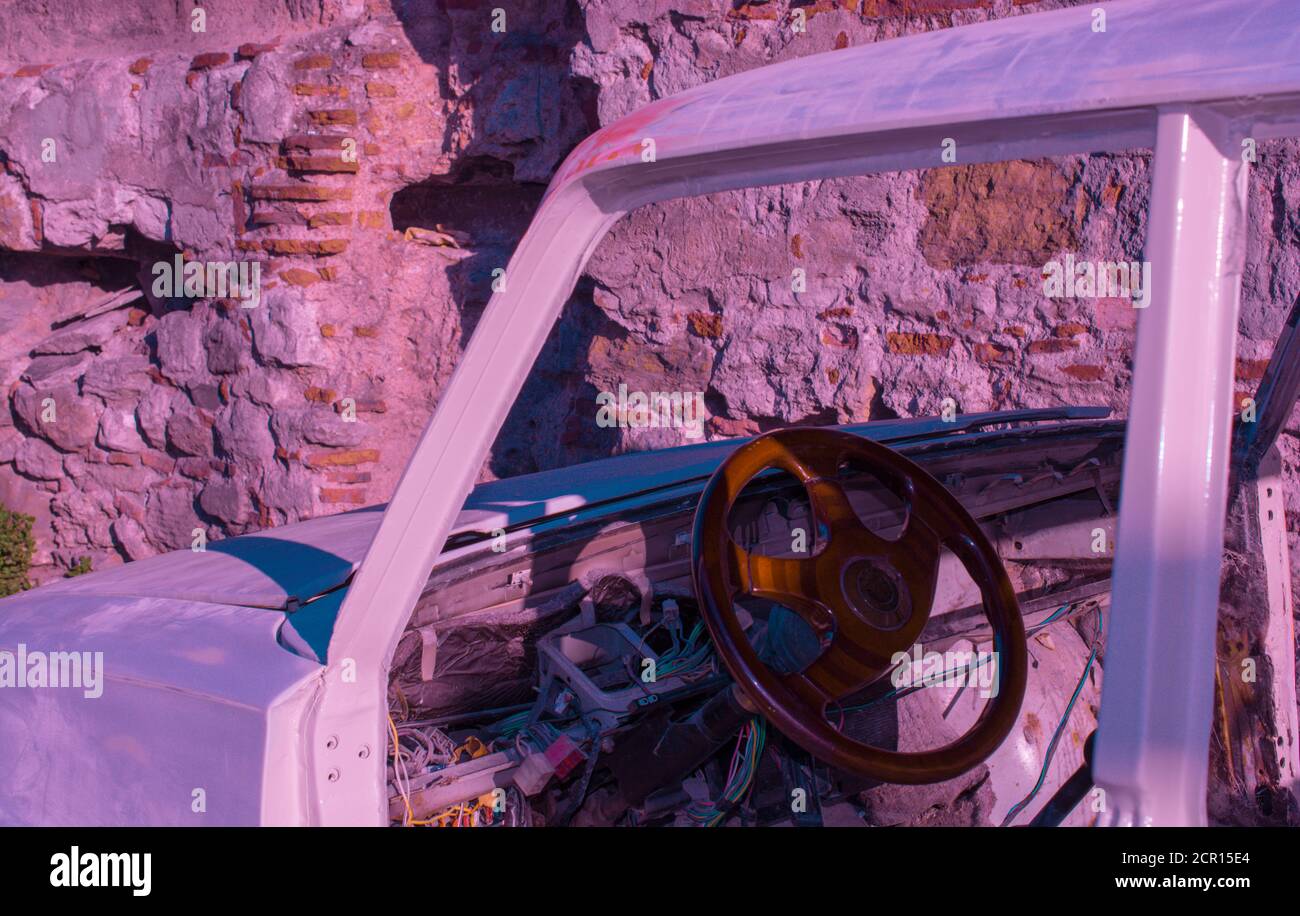 Old abandoned car in the light of the sunset Stock Photo - Alamy