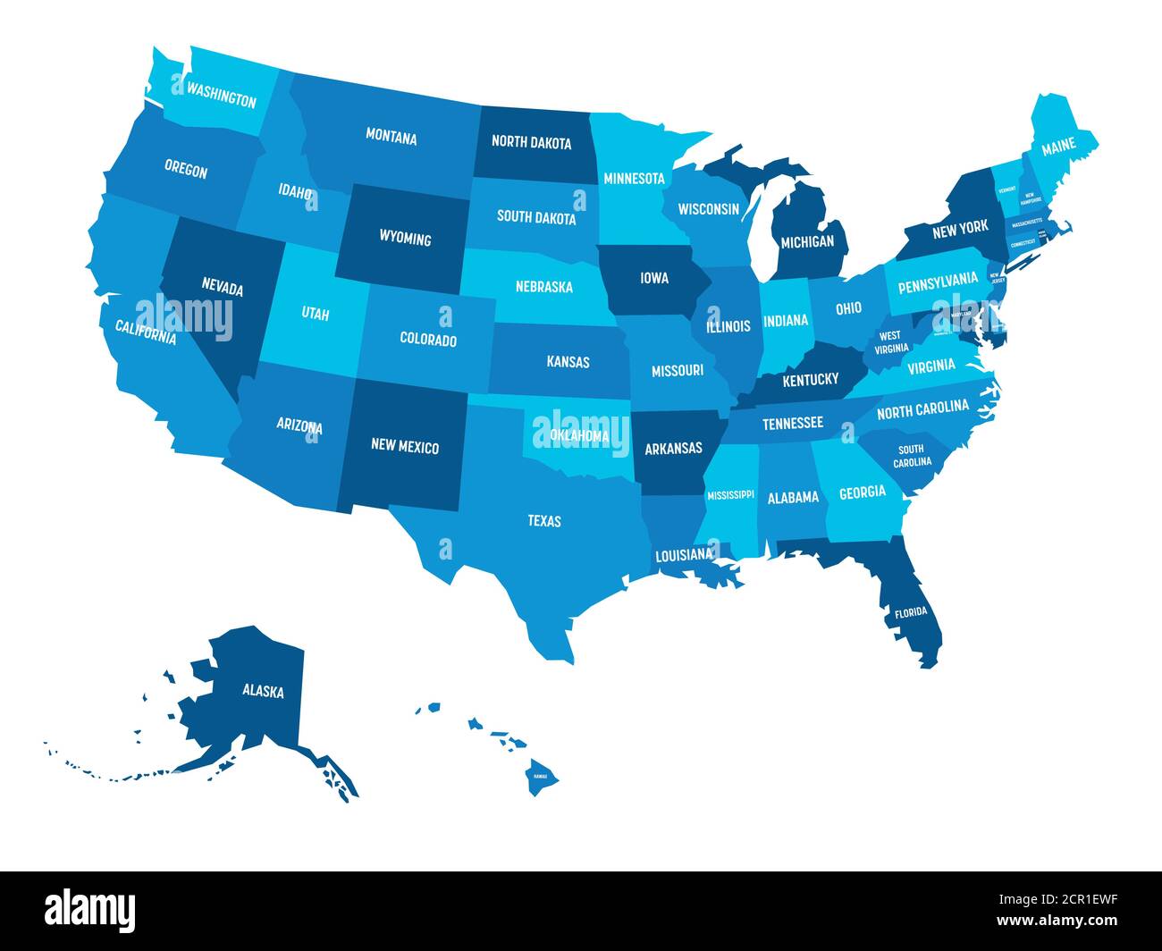 Map Of United States Of America Usa With State Postal Abbreviations