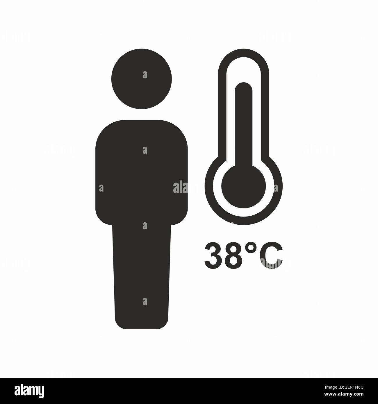 Fever, high temperature icon. Vector icon isolated on white background. Stock Vector