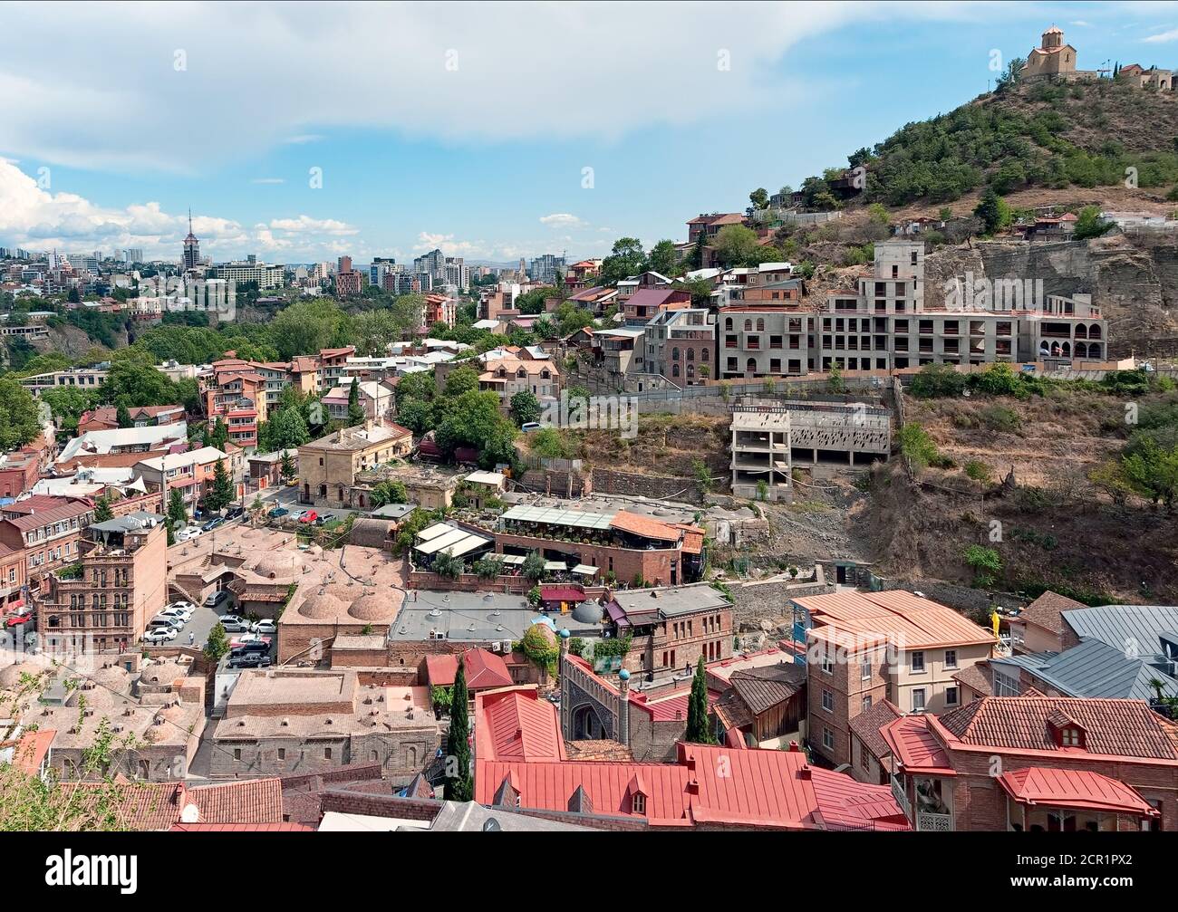 The view to public baths in Abanotubani district in Tbilisi