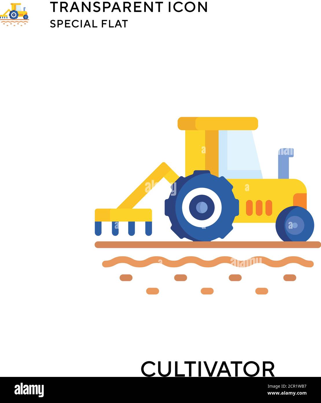 Cultivator vector icon. Flat style illustration. EPS 10 vector. Stock Vector