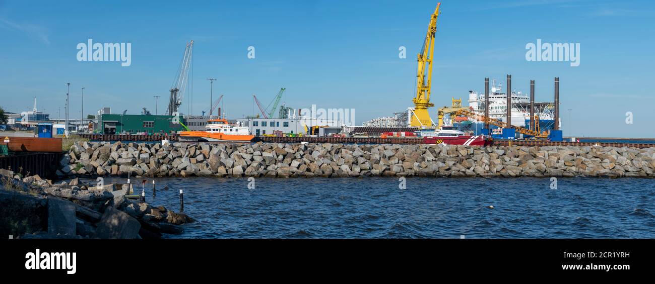 Germany, Mecklenburg-Western Pomerania, Ruegen Island, Neu Mukran, harbor, Baltic Sea Stock Photo