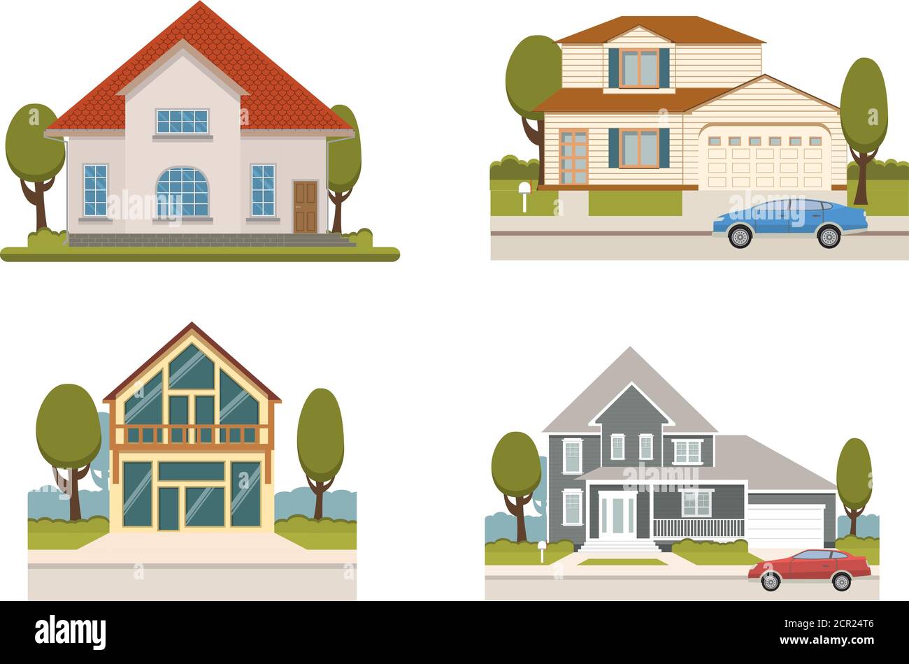 Vector flat set of country houses and chalet Stock Vector Image & Art ...